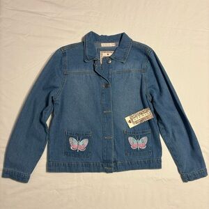 Btween brand Butterfly Embroidered Denim Jacket size 14
